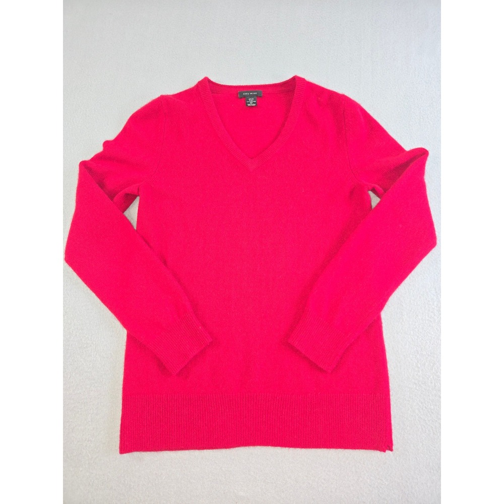 Only Mine Sweater Womens SP Red 100% Cashmere 2-Ply V-Neck‎ Pullover Petite